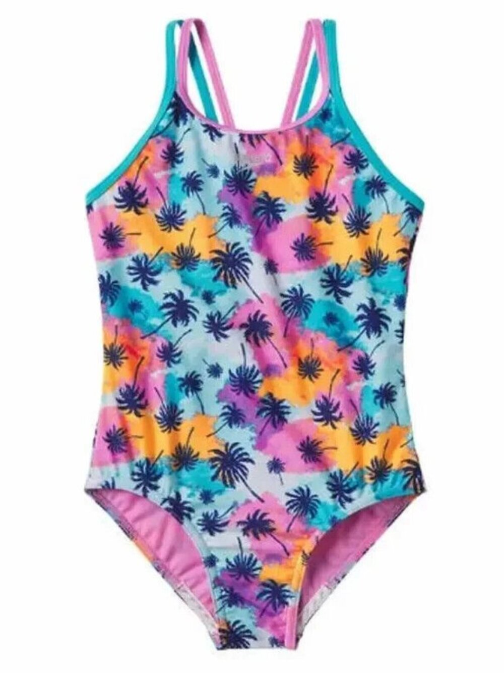 Girls Speedo Palm Tree Swim Bathing Suit Size XL (16) Brand New